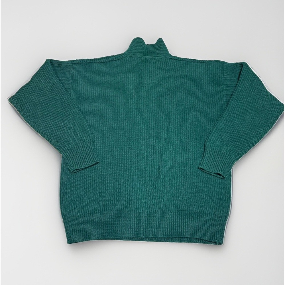 Gap Wool Sweater XL Vintage Blue Label Ribbed Polo Knit Forest Green Mens - Picture 2 of 7
